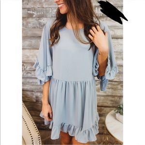 L Love NWT Slate Gray Flowy Ruffle Dress Small